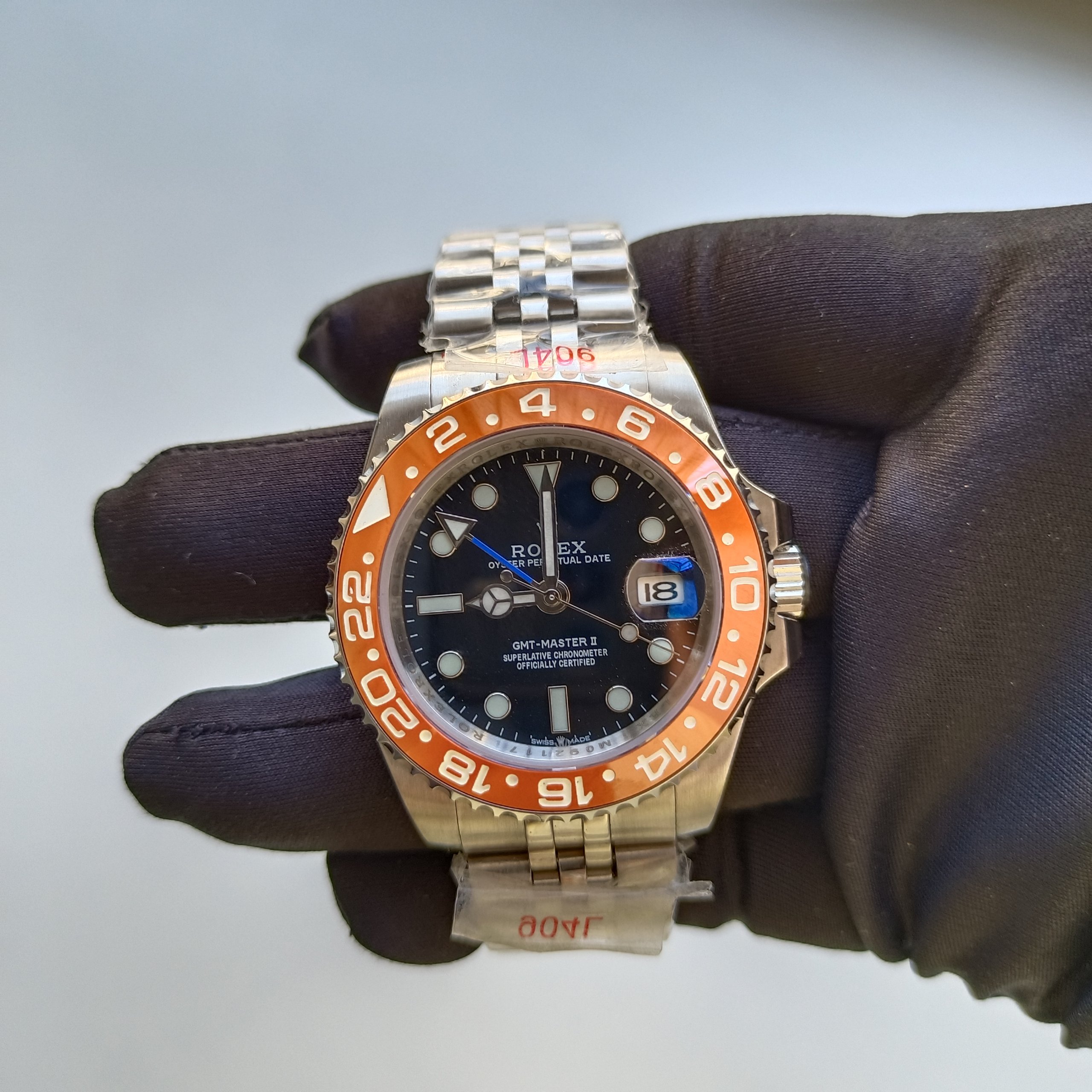 Rolex Gmt-Master Ii Stainless Steel Black Dial & Orange Ceramic Bezel ...